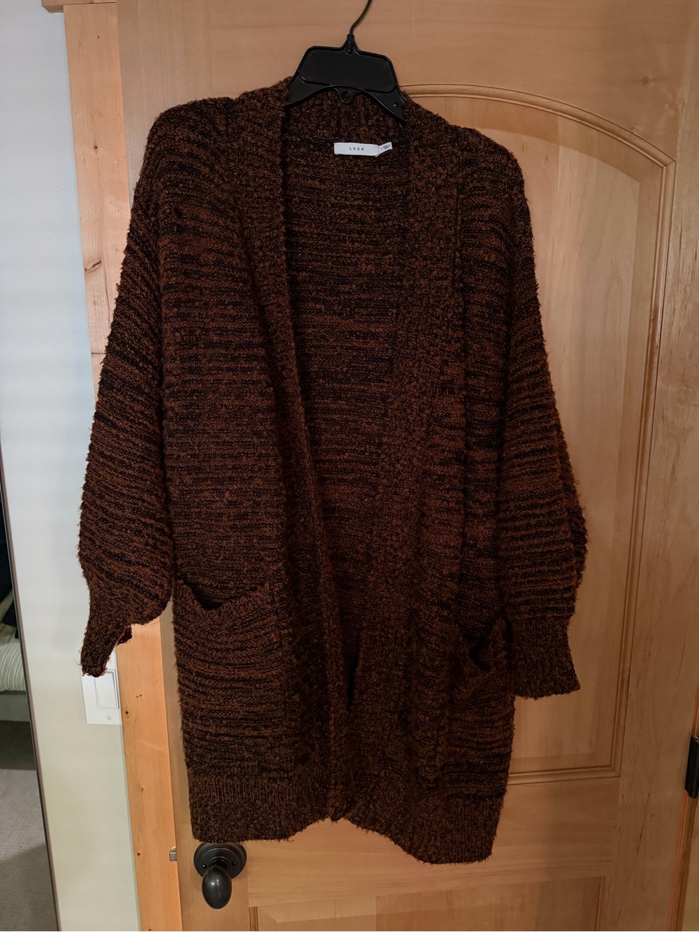Lush Chunky Open-Front Brown Cardigan